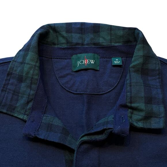 J. Crew Oarsman Rugby Medium Black Watch Placket Collar Navy Green Black Stripes - Picture 2 of 6